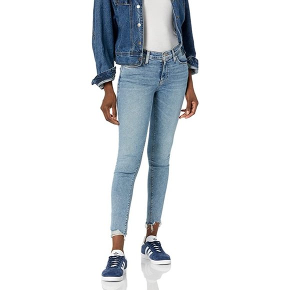 HUDSON JEANS Nico Raw-Hem Mid-Rise Super Skinny Denim Jeans - City Blues - Picture 1 of 3